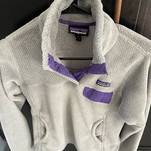 Grey pullover with purple piping. Excellent condition!